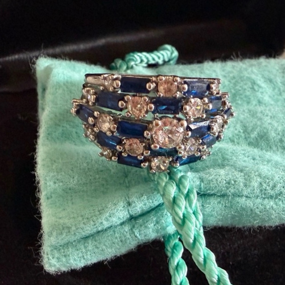 Precious Blue Sapphire Ring Silver 8
